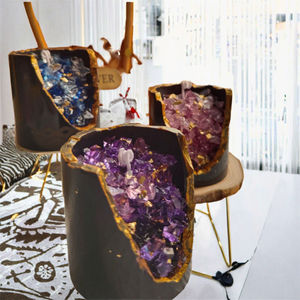 Neues Design Bunte Heilkristall-Aromatherapie-Kerzen Handgefertigte Moderne Goldblatt-JELLY-Wachs-Gläser Luxuriöse Duftende Kunstkerzen - Product Image 3