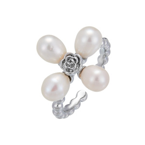 MyMuyu Natural Freshwater Pearl 3D Open <b>Ring</b> Flower Shape AAA Grade Claw Setting Everyday Wear Index <b>Finger</b> <b>Ring</b> - Product Image 5