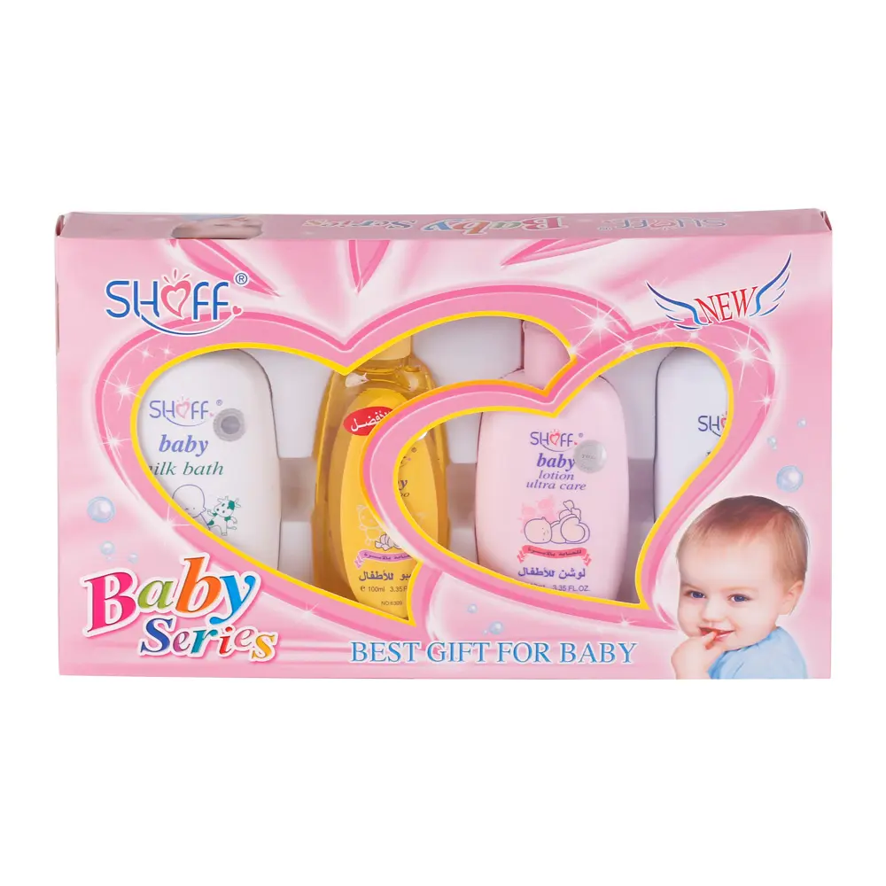 4PCS SHOFF Neugeborenes Baby Geschenkset Toilette Waschseife Lotion Öl pulver Combo Baby Bad Geschenk box