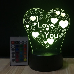 Lampada 3D illusione luce notturna I Love U <span class=keywords><strong>cuore</strong></span> 7 colori che cambiano lampada decorativa da scrivania - Product Image 2
