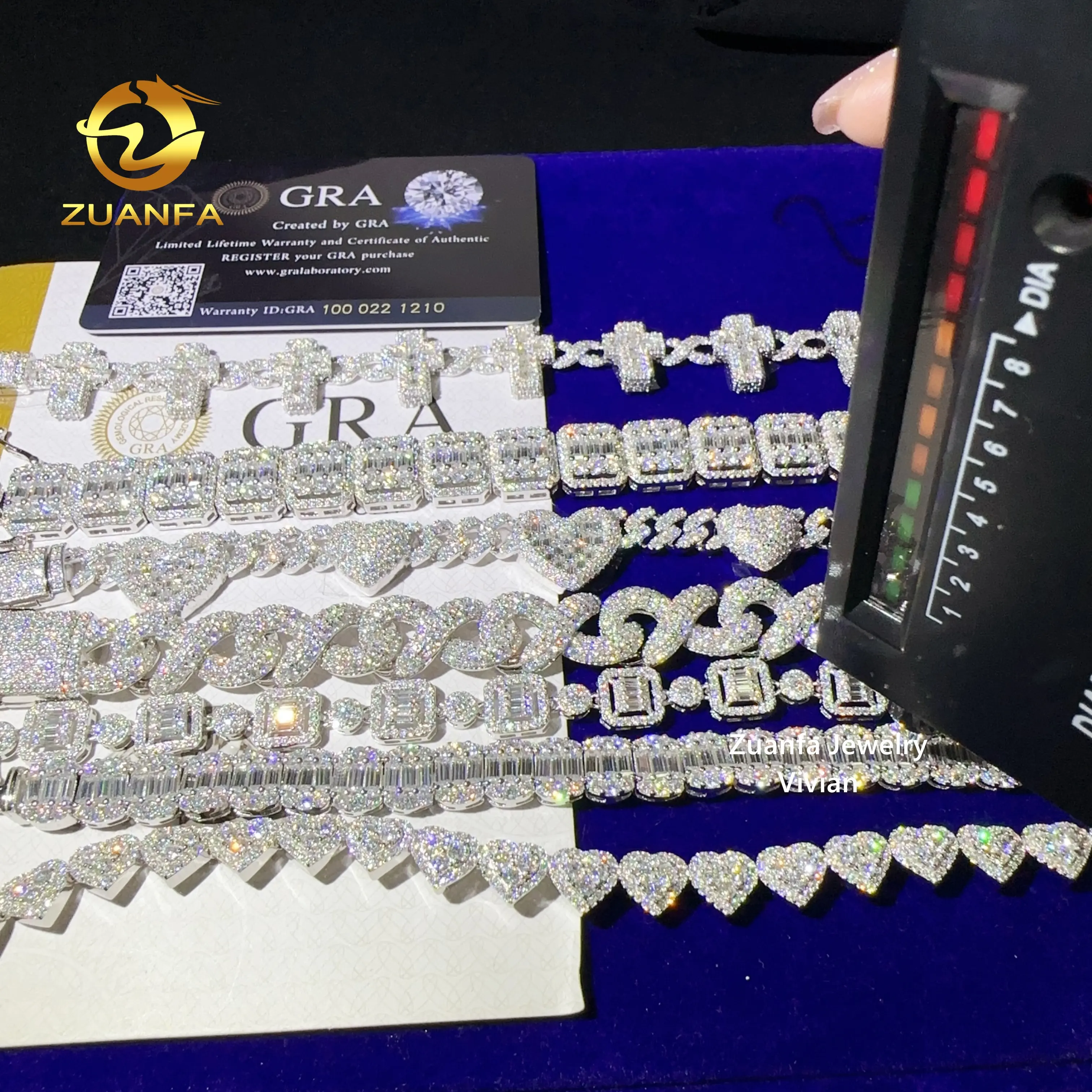 Wholesale price new design fine jewelry silver 925 iced out diamond vvs moissanite hip hop jewelry custom cuban link chain cuban