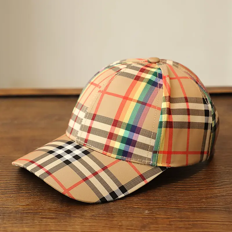 Fashion Designer Baseball Cap Beige Plaid Famous Brand Sports Hat Rainbow Striped Adjustable Peaked Caps
