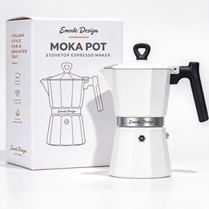 Cafetière <span class=keywords><strong>Moka</strong></span> en aluminium 3 tasses à motif floral personnalisé, machine à expresso italienne pour cuisinière, vente en gros avec service d'étiquetage privé OEM - Product Image 1