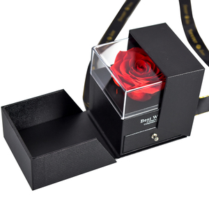 Valentine's Day Gift preserved rose flower Eternal rose gift with jewelry Acrylic box Preserved Rose in a box mothers day gifts