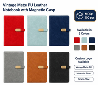 Großhandel A5 OEM Magnetverschluss-Planer Bürogeschenk Werbegeschenk Individuelles Logo Vintage Mattes Veganes PU-Leder Hardcover-Notizbuch
