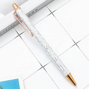 Penne a sfera carine glitterate scintillanti penne a sfera in oro rosa penna retrattile in metallo per regali promozionali - Product Image 4