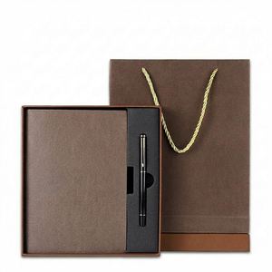 Custom Logo Men's Business Gift <b>Set</b> Leather <b>Notebook</b> with <b>Pen</b> Luxury Corporate Promotion Gift for Client Employee Bulk Wholesale - Product Image 1