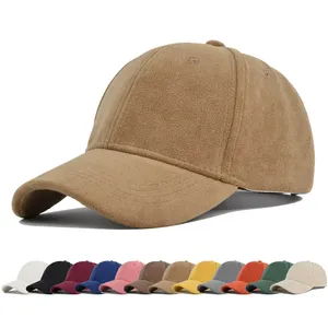 カスタムロゴ新しいファッションユニセックスブランクプレーン6パネルスポーツフィットソフトフェイクスエードベルベット構造化野球ボールキャップ帽子