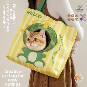 Bolsa de Transporte para Mascotas, Cuadrada, Portátil, de Lona Transpirable, con Diseño de Dibujos Animados, Gran Capacidad, para Perros y Gatos, Uso en Exteriores - Product Image 4