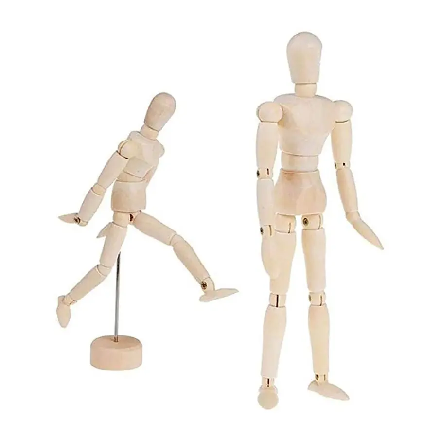 जंगम कस्टम लकड़ी कलाकारों मानव आकृति कठपुतली खिलौने मॉडल खड़े हो जाओ व्यक्त पुतला पुतला