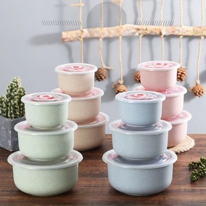 <span class=keywords><strong>3</strong></span> Miếng Đặt Rơm Lúa Mì Hộp Ăn Trưa Xách Tay Microwaveable Bento Hộp Thực Phẩm <span class=keywords><strong>Container</strong></span> Cho Sinh Viên - Product Image 2