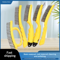 Brosse métallique en acier inoxydable avec manche en plastique, pour le nettoyage industriel des métaux, l'élimination de la rouille, des hottes de cuisine, des barbecues et des grilles, multi-usages