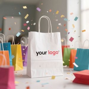 Hot Selling Classic Recyclable Custom Eco-Friendly Kraft <b>Paper</b> Shopping <b>Bag</b> for Shoes & Clothing Glossy Lamination Custom Design - Product Image 1