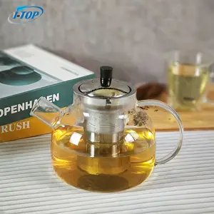 Professionelle Teekanne aus Glas mit herausnehmbarem Aufgießer, lockere Blätter und blühender Teemaschine, blühender Tee Geschenk