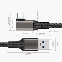 Cable de Carga Rápida USB 3.2 Gen 2 de 90 Grados, Tipo-C, 10Gbps, 60W, 3A, Aleación de Aluminio, Nailon/PVC, para Teléfono, Computadora, Dispositivos VR