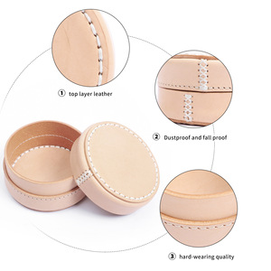 Boîte à bijoux en cuir véritable Dujiang, tannage végétal, couleur unie, organiseur de rangement recouvert - Product Image 5