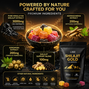 Bonbons gélifiés au Shilajit de l'Himalaya OEM/ODM, extraits d'Ashwagandha et de curcuma, soutien immunitaire, formule naturelle faible en glucides, certifié Halal 2 - Product Image 2