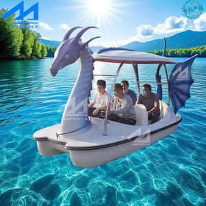 Bote de pedal eléctrico para 5 personas, bote de dragón de plástico PPR para entretenimiento en parques acuáticos y ocio a la deriva para actividades al aire libre - Product Image 4