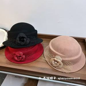 Recomendado por Little Red Book ~ Sombrero <span class=keywords><strong>de</strong></span> Bombín <span class=keywords><strong>de</strong></span> Lana 100% Elegante, Retro y <span class=keywords><strong>de</strong></span> Lujo Ligero <span class=keywords><strong>para</strong></span> Mujer, Sombrero <span class=keywords><strong>de</strong></span> Ala Ancha <span class=keywords><strong>de</strong></span> Moda <span class=keywords><strong>para</strong></span> Invierno - Product Image 3