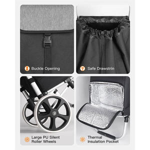 थर्मल इन्सुलेशन बैग के साथ बड़ी भार क्षमता वाली शॉपिंग ट्रॉली, शॉपिंग बैग के साथ हल्की शॉपिंग ट्रॉली कार्ट - Product Image 4