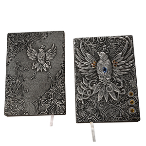 Bìa Cứng Tạp Chí A5 Phenex Da Cứng Bìa Bạc Máy Tính Xách Tay, Cổ Điển Sáng Tạo 3D Dập Nổi Da Máy Tính Xách Tay - Product Image 3