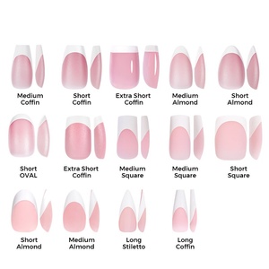 Uñas Postizas Aillsa OEM ODM con Punta Francesa, Serie de Color Rosa Claro, Formas Cuadradas y Coffin para Uso en Dedos - Product Image 1