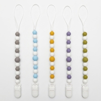 Nouvelle attache-sucette pour bébé avec perles de silicone à mâcher, support de dentition, sans BPA, anti-perte, chaîne en silicone pliable et élancée, 2-4 ans