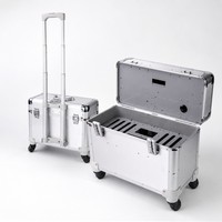 Valise de transport en aluminium sur mesure avec poignée télescopique et roulettes à 360° °   Roues pour équipement d'essai industriel portable