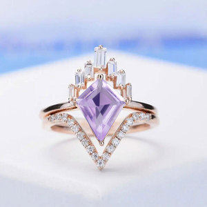 Women's <b>925</b> <b>Silver</b> Geometric Cocktail <b>Ring</b> With Natural Moss Agate And Baguette Diamond Pave Setting Luxury Engagement Style - Product Image 2