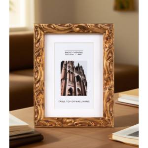 מעוטרת מגולף מוצק מסגרת עץ זהב-הטון קיר & לוח tabltop מותרות בסגנון קלאסי לעיצוב הבית - Product Image 3