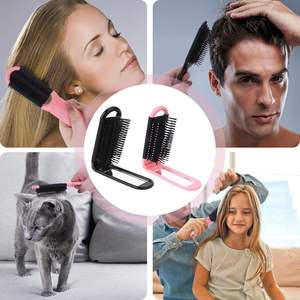 Brosse à cheveux portable pliable en gros Peigne léger Miroir de maquillage de voyage pour salon à domicile Logo personnalisé Manche en bois et plastique - Product Image 6