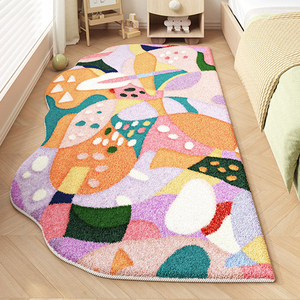 Alfombra de poliéster de felpa con diseño geométrico especial de dibujos animados, resistente a la suciedad, lavable a mano, con base antideslizante, pelo medio, para otoño e invierno. - Product Image 3