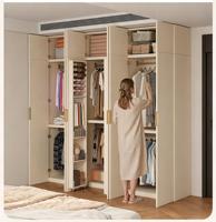 Organisateur de rangement de chambre à coucher de grande capacité en bois de noyer, armoire modulaire en bois de luxe sur mesure