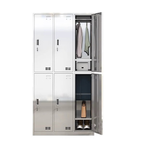 Stainless Steel 6-Compartment <b>Lockers</b> With Hinged Doors For Commercial Use Rust Resistant <b>Storage</b> Units - Product Image 1