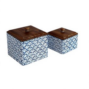 Kitchenware Storage <b>Container</b> With Lid Home Hotel And Restaurant Kitchenware Storage Box Square Shape Wooden Box - Product Image 1