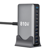 Station de charge de bureau multi-ports GaN 810W 880W 950W 1000W avec affichage numérique, support de charge rapide PD USB-C QC USB-A