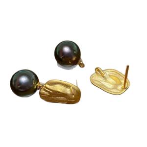 22614DIY Accessoires en perles Boucles d'oreilles pendantes tendance en argent S925 avec perles rondes de 9-13 mm et support vide - Product Image 5