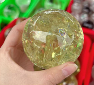 Sfera di <span class=keywords><strong>Citrino</strong></span> Naturale ad Alta Trasparenza, Sfera di <span class=keywords><strong>Cristallo</strong></span> Dorato Lucidato per Ricchezza, Decorazione Casa e Regalo - Product Image 2