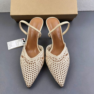 Eleganti Sandali Donna con Tacco Alto in Maglia a Rete, Punta Affusolata, Slingback, Scalloped, Scavati, con Tacco a Spillo, Scarpe Estive da Festa - Product Image 1