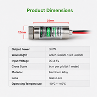 Module laser calibré ZhonNa 10mW à échelle croisée, lumière rouge et verte, lentille en verre, diode réglable pour le positionnement des instruments optiques