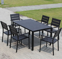 Ensemble de jardin pour patio toutes saisons, table et chaises de restaurant, meubles d'extérieur en bois plastique
