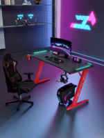 Bureau de jeu en forme de Z 100-120-140 CM Grand bureau de jeu noir Bureau d'ordinateur Bureau à domicile pour PC