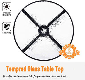 Garden Outdoor Tempered Water Waving Glass <b>Table</b> Top <b>Round</b> Metal <b>Table</b> JYGT1 Outdoor Tempered <b>Table</b> Glass <b>Table</b> <b>Patio</b> Garden Tab - Product Image 2
