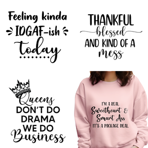 Funny Positive Life Vibes Self Love You Matter Motivational Quotes Iron On DTF Transfers Stickers Prêt à presser pour les sweatshirts - Product Image 1