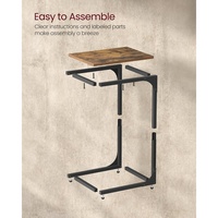 Table d'appoint moderne en forme de C avec structure métallique, petite table d'appoint pour canapé de salon