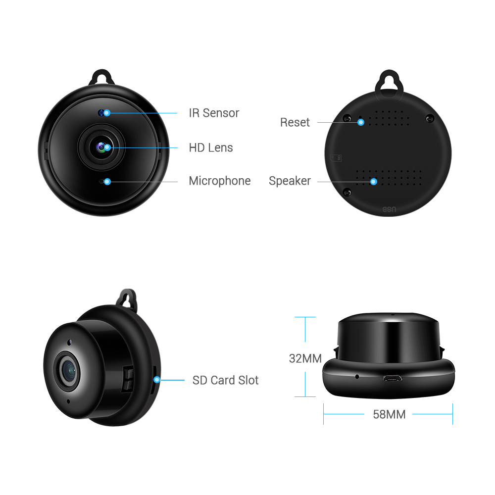 CMOS Infrared Small WiFi Camera , P2P Mini Outdoor Camera Wireless