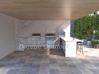 Cuisine extérieure scandinave minimaliste, armoire de cuisson modulaire, unité adaptée aux intempéries pour la construction d'un espace de vie en plein air