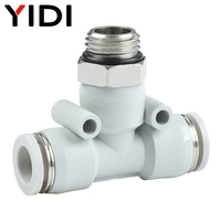 Raccord pneumatique rapide en plastique YIDI PB-G, raccord en T égal, 3 voies, type T, filetage mâle BSP G externe