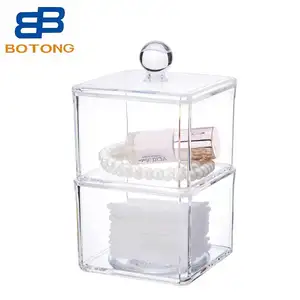 Acrylic Mỹ Phẩm Organizer Trang Điểm Organizer Jewelry Lưu Trữ Box Bông Pad Gạc Q-tip Bóng Bud Trang Điểm Pad Bọt Biển Chủ Rõ Ràng