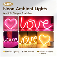 Letrero Luminoso LED de Corazón YACHEN, Lámpara Decorativa de Pared con Batería USB, Disponible para Decoración de Dormitorio, Bodas, San Valentín, Cumpleaños y Fiestas